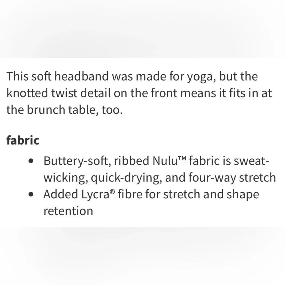 Lululemon Womens Ribbed Nulu Twist-Front Headband Black
